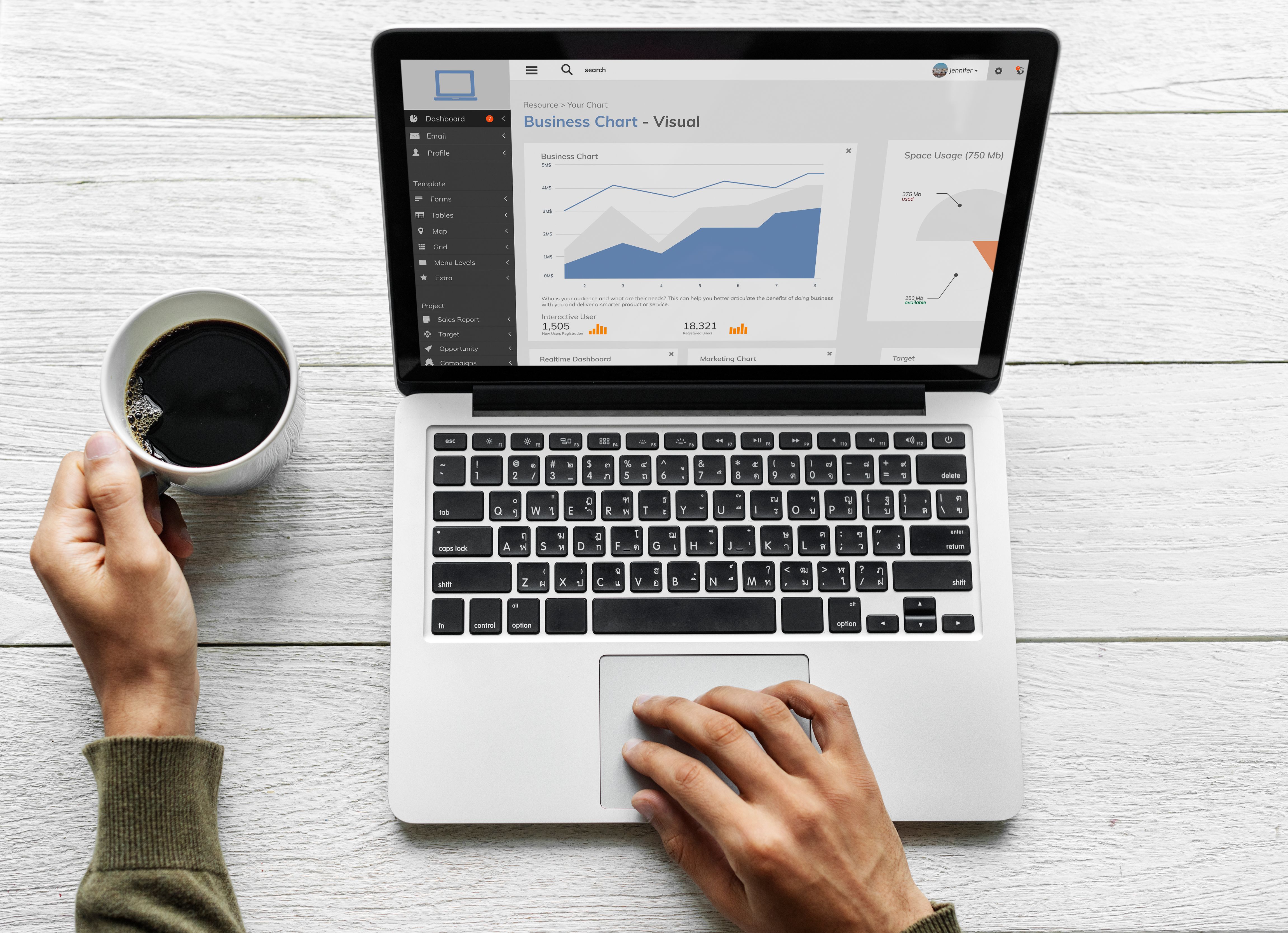 SEO growth strategy overview with analytics dashboards, keyword research and long-term planning