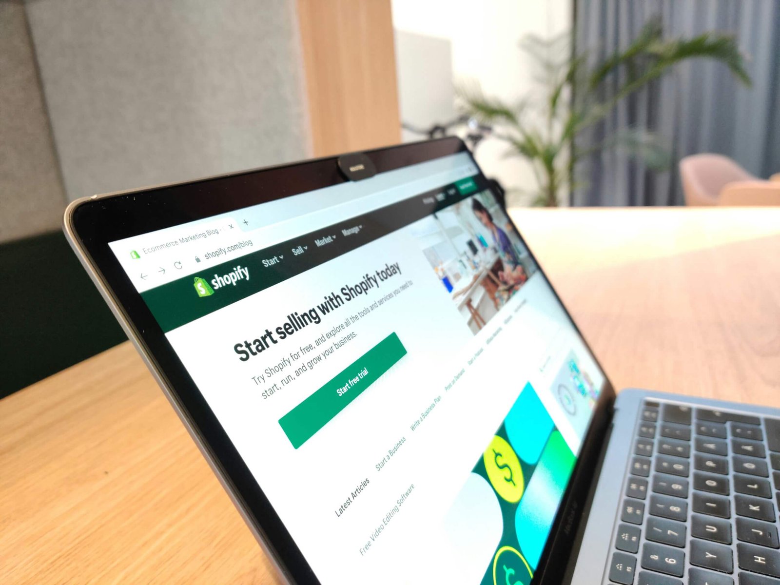 Shopify website displayed on a laptop